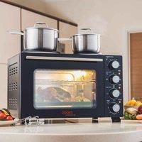 28L Mini Oven Hob Cooker Grill With Electric Hob Double Hotplate Tabletop Black