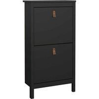 Barcelona Shoe Cabinet 2 flap doors Matt Black, none