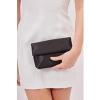 My Accessories London Satin Roll Top Clutch Bag in Black