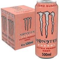 Monster Energy Drink Ultra Peachy Keen Zero Sugar 4 x 500ml