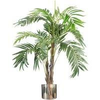 Large Artificial Palm Tree 120cm Luxury Silver Planter 4ft Realistic Leaf Design