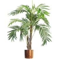 Large Artificial Palm Tree 120cm Luxury Copper Planter 4ft Realistic Leaf Design