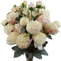 Cream Peony Artificial Flower Bunch of 6 Realistic