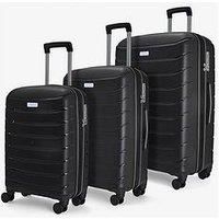 Rock Luggage Prime 3 Piece Set Hardshell 8 Wheel Spinner - Black