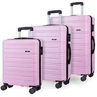 Rock Lisbon 3 Piece Set (Small, Medium, Large) Hardshell Suitcase Lightweight Luggage in Powder Pink