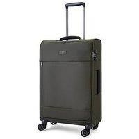 Rock Luggage Paris 8 Wheel Softshell Lightweight Medium Suitcase With Lock -Green