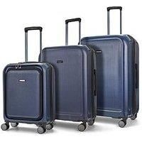 Rock Luggage Austin 8 Wheel Hardshell Pp 3Pc Suitcase With Tsa Lock -Navy