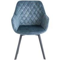 World Furniture 2 x Viola Swivel Dining Chair - Teal Velvet Black Leg