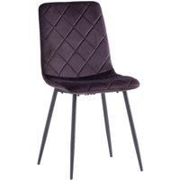 World Furniture 4 x Bella Velvet Dining Chair - Aubergine/Black Leg