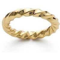 Chunky 18K Gold Wave Dome Ring, Large Thick Gold Cigar Band Stack Promise Ring