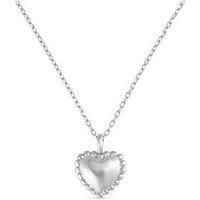 Dainty Silver Heart Pendant Necklace for Women, Tiny Silver Beaded Simple Chain