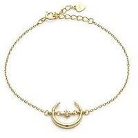 14K Gold Crescent Moon and Star Bracelet