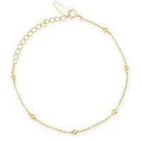 14K Gold Dainty Link Chain Beaded Bracelet, Vintage Gold Delicate Thin Satellite