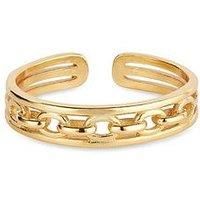 Chunky Minimal 14K Gold Link Chain Ring, Dainty Stacking Thin Band Layer Crown