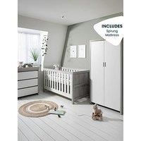 Tutti Bambini Modena 4 Piece Furniture Set (Cot Bed, Sprung Mattress, Chest Changer, Wardrobe) Grey Ash/White