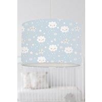 Smiling Clouds and Stars Lampshade Blue