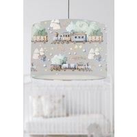 Watercolour Trains Lampshade Grey