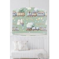 Watercolour Trains Lampshade Green