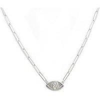 Say It With Clear Stone Evil Eye Necklace - Silver