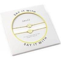 Say It With Children'S Smiley Friendship Bracelets - Yellow Gold