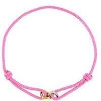 Say It With Pink Rope Double Heart Bracelet - Silver & Gold