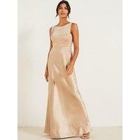 Six Stories Cowl Back Satin Bridesmaid Dress - Champagne