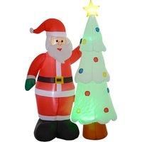 HOMCOM 7ft Christmas Inflatable Decoration Santa Claus and Christmas Tree with Rotating Magic Ball Light, Blow-Up Outdoor LED Yard Display for Lawn Garden Party Aosom UK