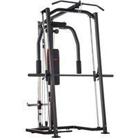 SPORTNOW 3 In 1 Smith Machine, Multi-Functional Power Cage with Dual Cable Pulley System, Chest Press Station, 17-Level Squat Rack and Barbell Bar, Home Gym System