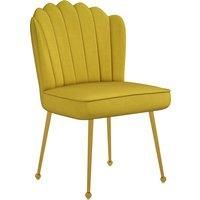 Velvet-Feel Shell Luxe Accent Chair Home Bedroom Lounge with Metal Legs Yellow