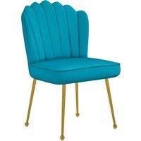 Velvet-Feel Shell Luxe Accent Chair Home Bedroom Lounge with Metal Legs Blue