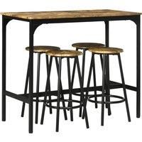 HOMCOM Five-Piece Industrial-Style Bar Table Set - Brown/Black Aosom UK