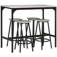 HOMCOM Five-Piece Industrial-Style Bar Table Set - Grey/Black Aosom UK