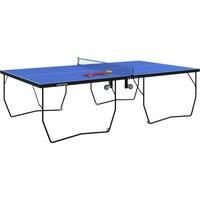 SPORTNOW 9FT Folding Table Tennis Table, with 8 Wheels, for Indoor Use - Blue Aosom UK