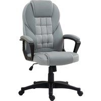 HOMCOM Executive Office Chair, PU Leather High Back Desk Chair, Swivel Computer Chair with Adjustable Height and Tilt Function, Grey