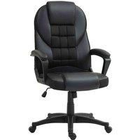 HOMCOM Executive Office Chair, PU Leather High Back Desk Chair, Swivel Computer Chair with Adjustable Height and Tilt Function, Black