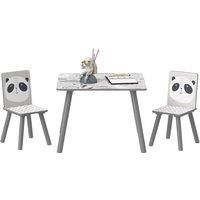 ZONEKIZ Kids Table and Chair Set, Toddler Table with 2 Chairs, Toddler Furniture Set, for Ages 3-8 Years - Grey Aosom UK