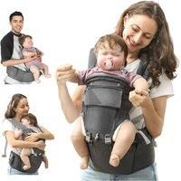 AIYAPLAY 6 in 1 Baby Carrier Newborn to Toddler with Removable Seat for 0-36 Months, Up to 15kg, Grey Aosom UK