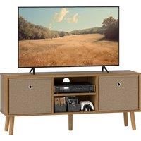 HOMCOM TV Cabinet Stand Unit for TVs up to 50'' with Foldable Drawers, Entertainment Centre for Living Room Brown Aosom UK