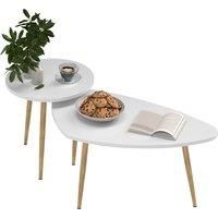 HOMCOM Set of Two Scandinavian-Style Coffee Tables - White Aosom UK