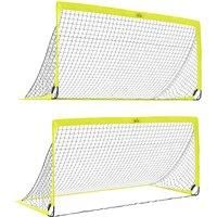 HOMCOM Set of 2 Football Goal Net 6 x 3 ft Foldable Outdoor Sport Training Teens Adults Football with Carrying Bag Yellow Aosom UK