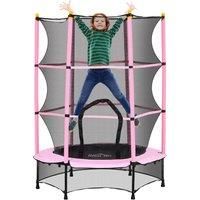 HOMCOM 4.6FT/75" Kids Trampoline, Indoor Outdoor Toddler Trampoline, with Safety Enclosure, Springless design - Pink Aosom UK