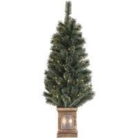 HOMCOM 4ft Small Christmas Tree w/ 80 Warm White LED Lights, 8 Modes and Remote, Realistic Xmas Tree with Square Stand, Green Aosom UK