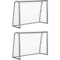 SPORTNOW 6ft x 4ft Football Goal, Set of 2 Football Net for Garden, Training Goal with Ground Stakes, Steel Frame Aosom UK