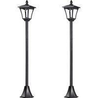 Outsunny 2 Pieces Outdoor Garden Solar Post Lamp Sensor Dimmable LED Lantern Bollard Pathway 1.6M Tall Black Aosom UK