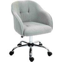 HOMCOM Computer Desk Chair, Fluffy Fabric Swivel Office Chair, Makeup Vanity Chair with Height Adjustable, Wheels, for Home Study Bedroom, Grey