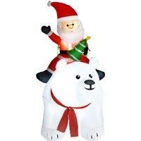 Outsunny Inflatable Santa, 6.6FT Christmas Inflatable Santa Claus Riding on Polar Bear, Christmas Blow Up Outdoor LED Display Aosom UK