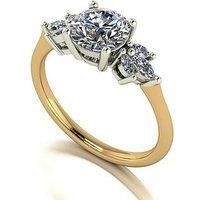 Moissanite 9Ct Gold Round Brilliant And Heart Moissanite Trilogy Ring