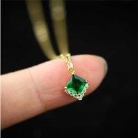 S925 Sterling Silver Emerald Green 14K Gold Plated Necklace