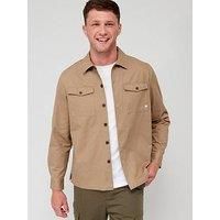 Farah Peters Long Sleeve Twill Overshirt - Beige