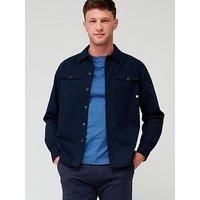 Farah Peters Long Sleeve Twill Overshirt - Navy